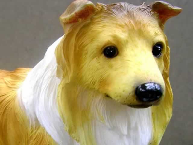 8" Rough Collie Dog Resin Figurine