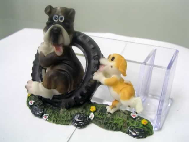 Puppy & Tire Cuite Desktop Card Holder