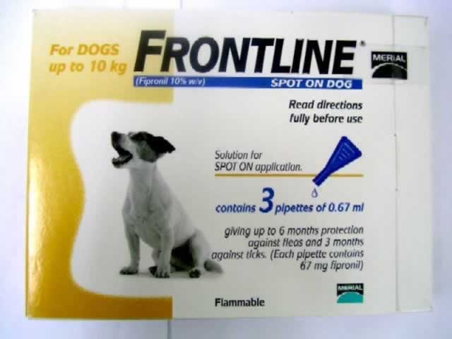 Frontline Spot on for dog under 22lbs(10kg) 3 pipettes